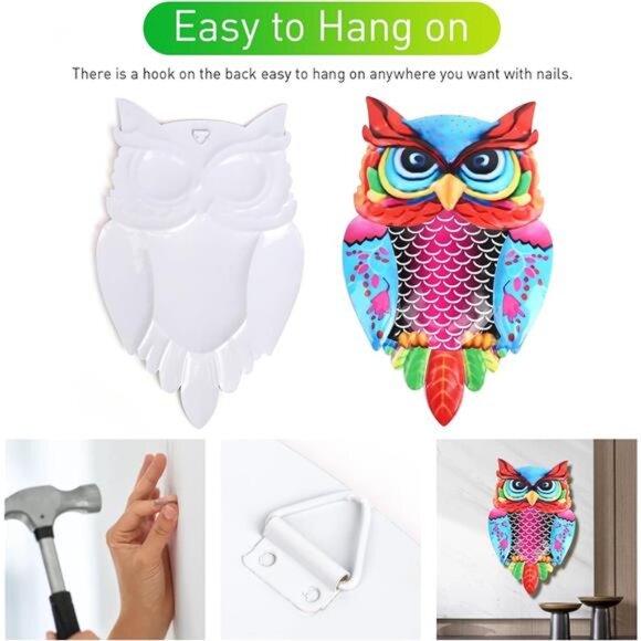 Metal Owl Wall Art Garden Decor for Outdoor  - Set of 2 - Picture 3 of 7